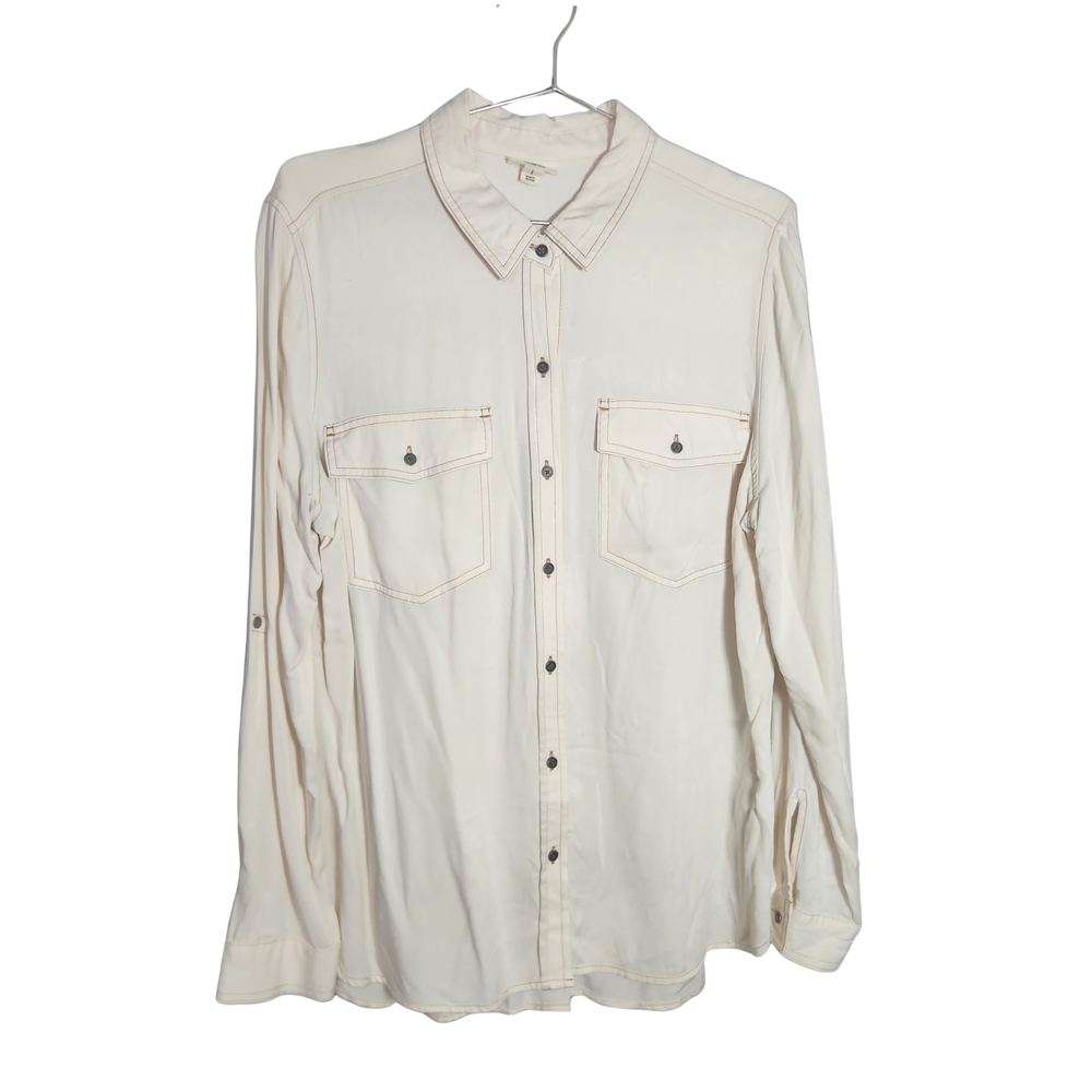a.n.a Cream Button Down Shirt